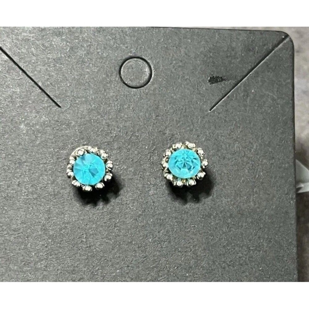 Light Blue Color Chrystal Earrings With  Surgical Steel Posts